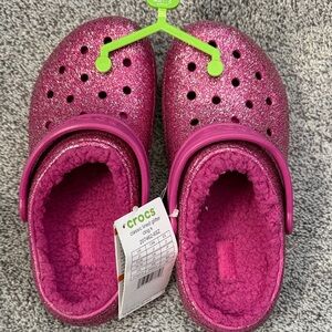 CROCS Kids' Sparkly Pink Slippers